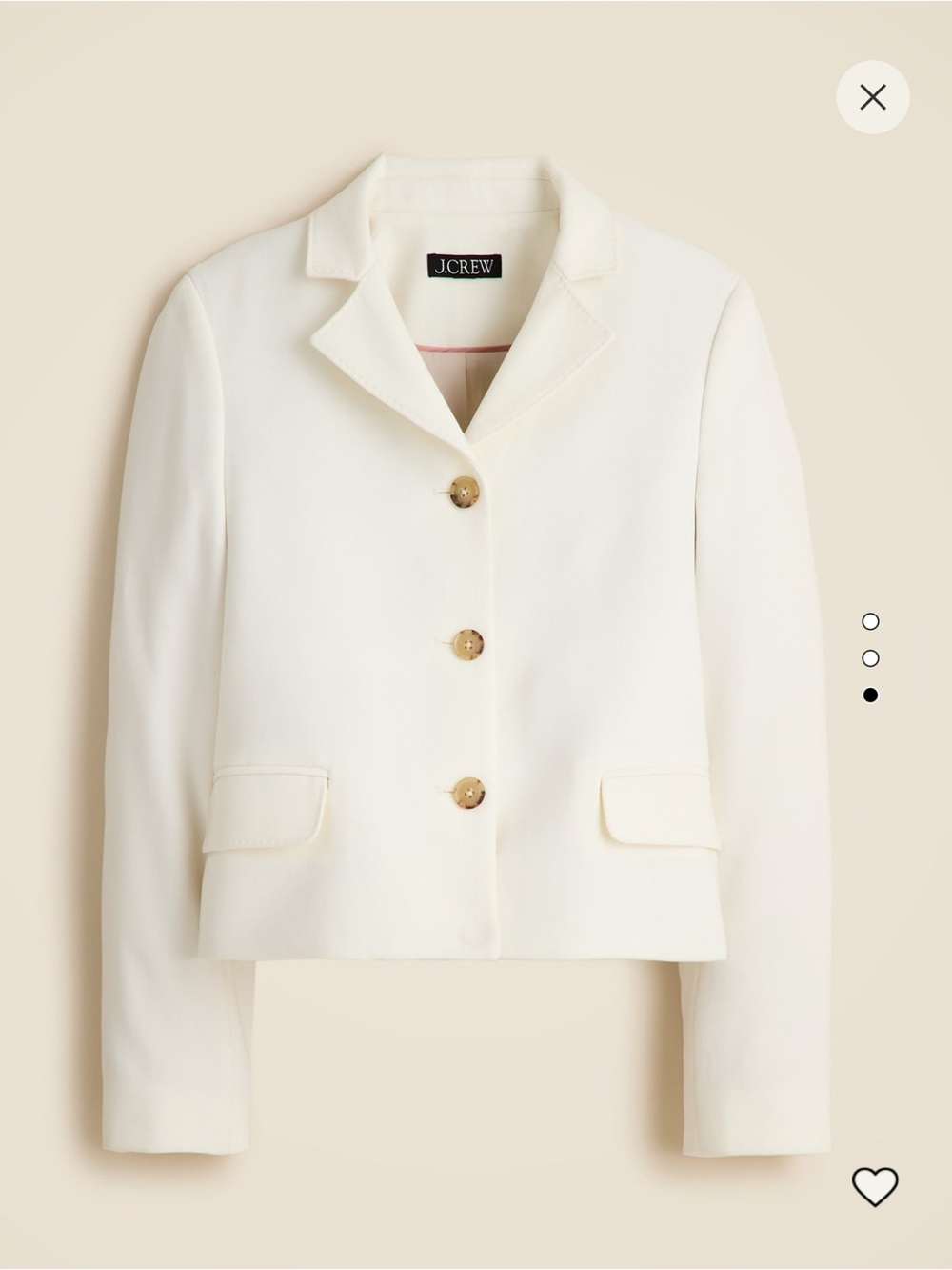 J. Crew Cropped Lady Blazer in four seasons stretch ivory size 10 women’s
